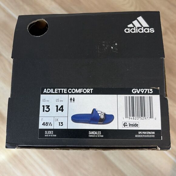 Adidas Adilette Comfort Slides Slip-ons Men Size 13 Style GV9713 Blue White New main image 5